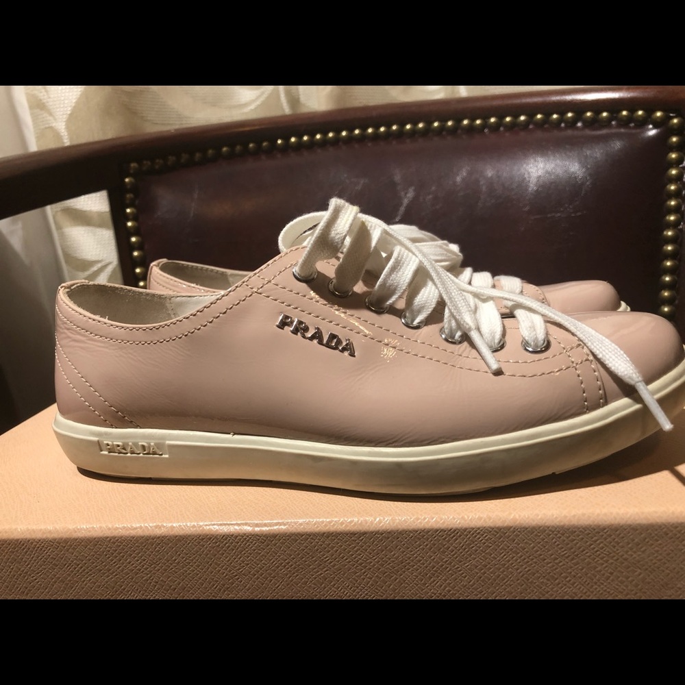 Patent Leather Nude Prada Sneakers Sz 6.5